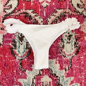 hollister swim white ribbed bikini bottoms